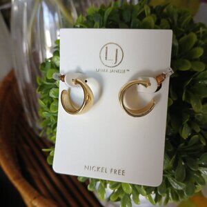 Laura Janelle Nickel Free small minimalist gold hoop post earrings NEW